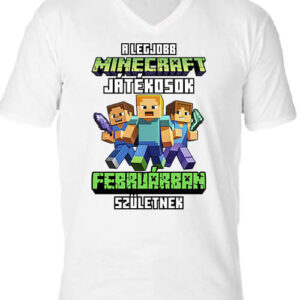 A legjobb Minecraft játékos februárban született – Férfi V nyakú póló