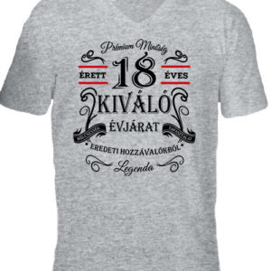 Születésnap prémium minőség 18 éves – Férfi V nyakú póló