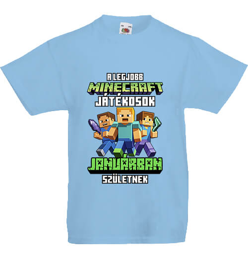 Gyerek póló A legjobb Minecraft játékos januárban született égkék