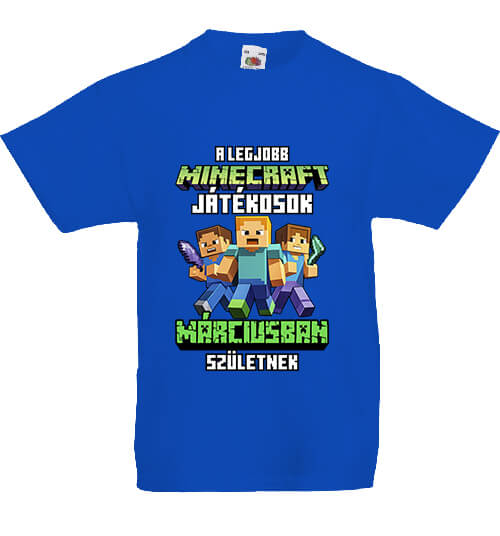 Gyerek póló A legjobb Minecraft játékos márciusban született királykék