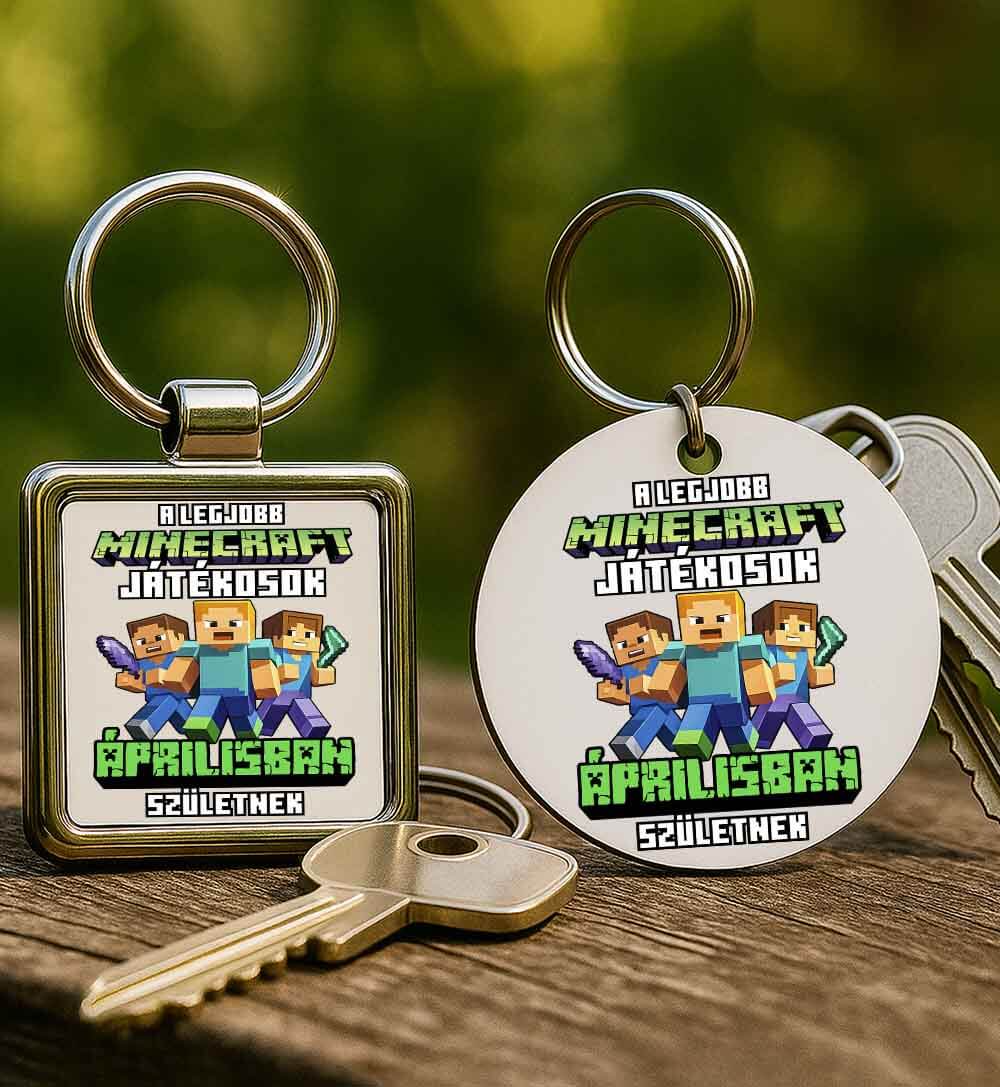 Kulcstartó A legjobb Minecraft játékos áprilisban született fehér