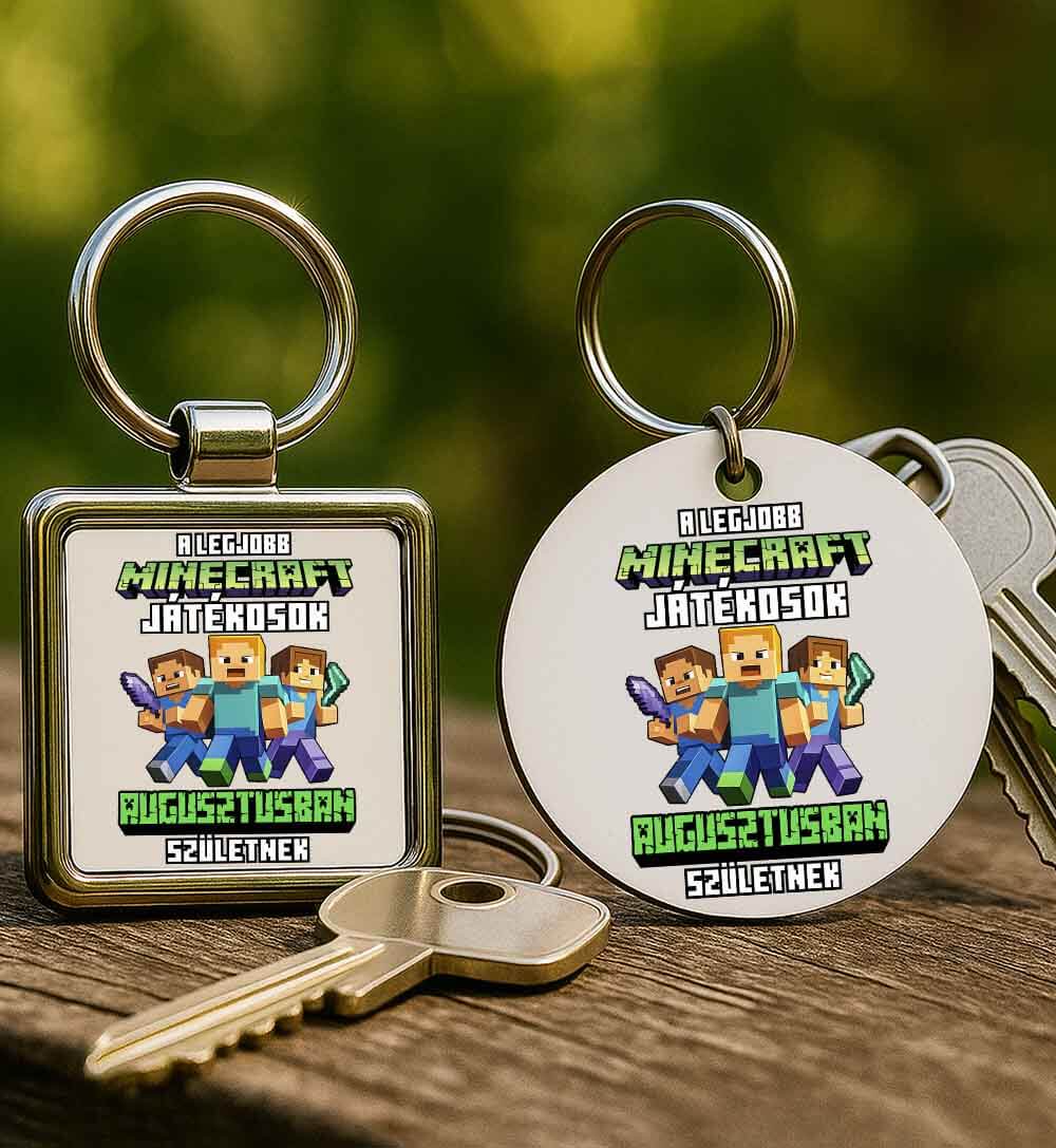 Kulcstartó A legjobb Minecraft játékos augusztusban született fehér