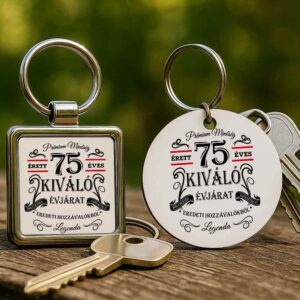 Születésnap prémium minőség 75 éves – Kulcstartó