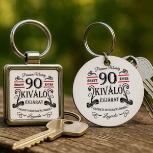 Születésnap prémium minőség 90 éves – Kulcstartó