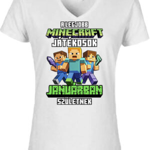 A legjobb Minecraft játékos januárban született – Női V nyakú póló