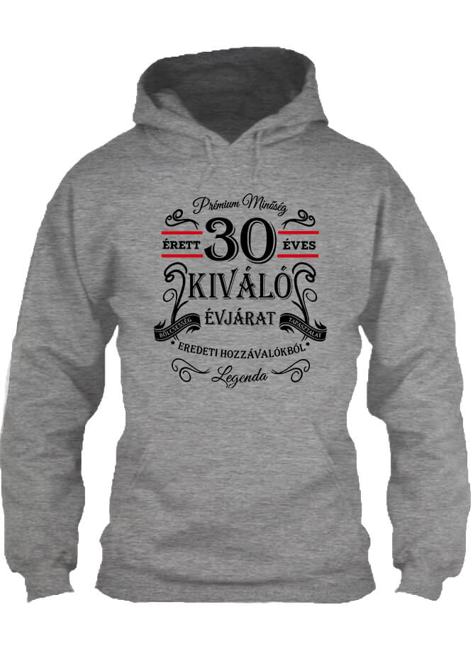 Pulóver Születésnap prémium minőség 30 éves szürke