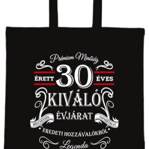 Születésnap prémium minőség 30 éves – hosszú vagy rövid fülű vászontáska