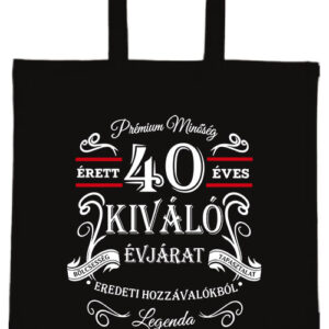 Születésnap prémium minőség 40 éves – hosszú vagy rövid fülű vászontáska