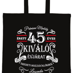 Születésnap prémium minőség 45 éves – hosszú vagy rövid fülű vászontáska