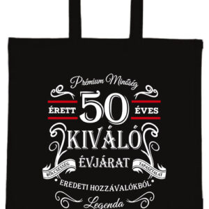 Születésnap prémium minőség 50 éves – hosszú vagy rövid fülű vászontáska