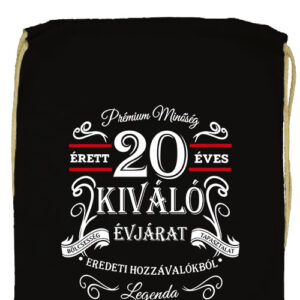 Születésnap prémium minőség 20 éves- Prémium tornazsák