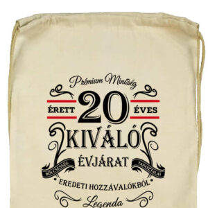 Születésnap prémium minőség 20 éves- Basic tornazsák