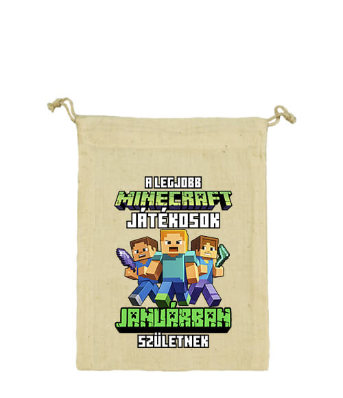 Vászonzacskó A legjobb Minecraft játékos januárban született natúr
